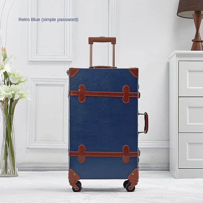 Retro Rolling Luggage Spinner Wheels Suitcase Combination TSA Lock Vintage Trolley Luggage Sets with Small Travel Bag