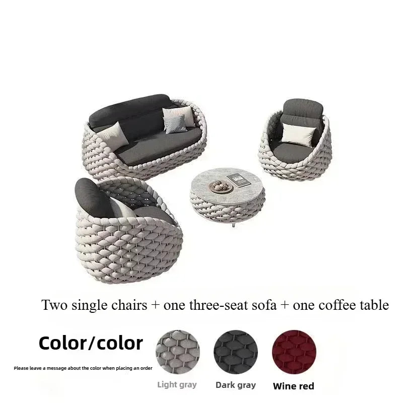 Outdoor Sofa Combination Double Chair Set Courtyard Terrace Villa Balcony LivingRoom Leisure Furniture All-Weather Patio Seating