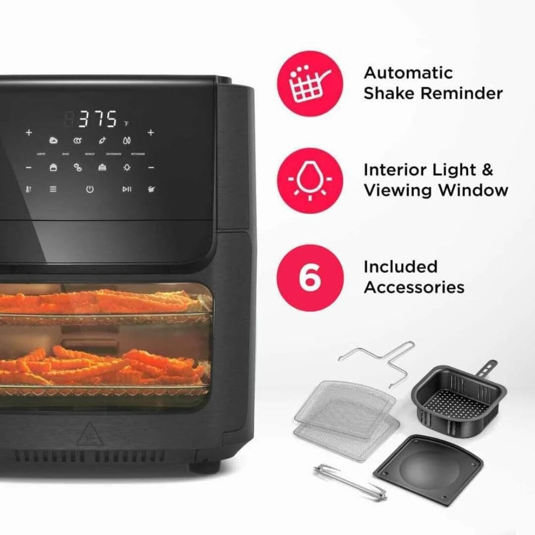 5 in 1 Large Air Fryer Toaster Oven Combo - 12.6 Qt Total Capacity, 3.7 Qt Basket - 7 Preprogrammed Recipes