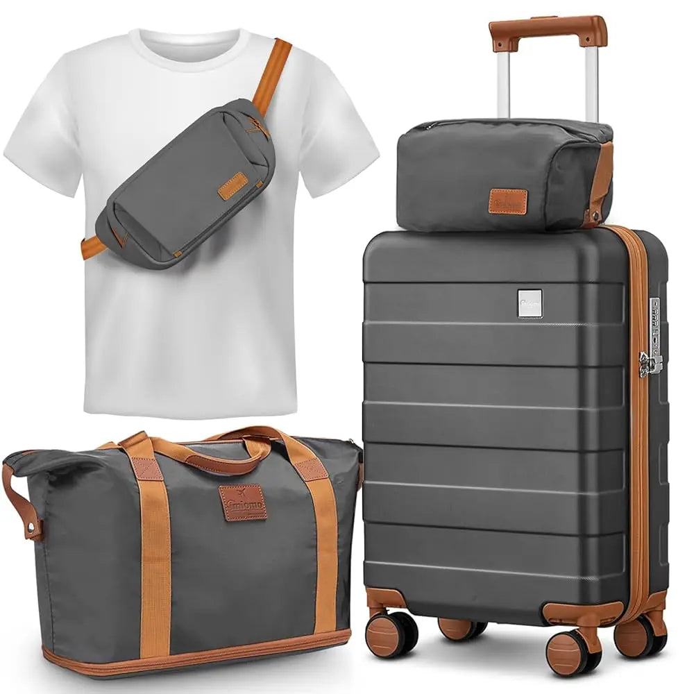 imiomo Travel Luggage Sets, Hard Shell Lightweight Carry on Suitcase with Travel Bag, TSA Lock, Durable Silent Spinner Wheels