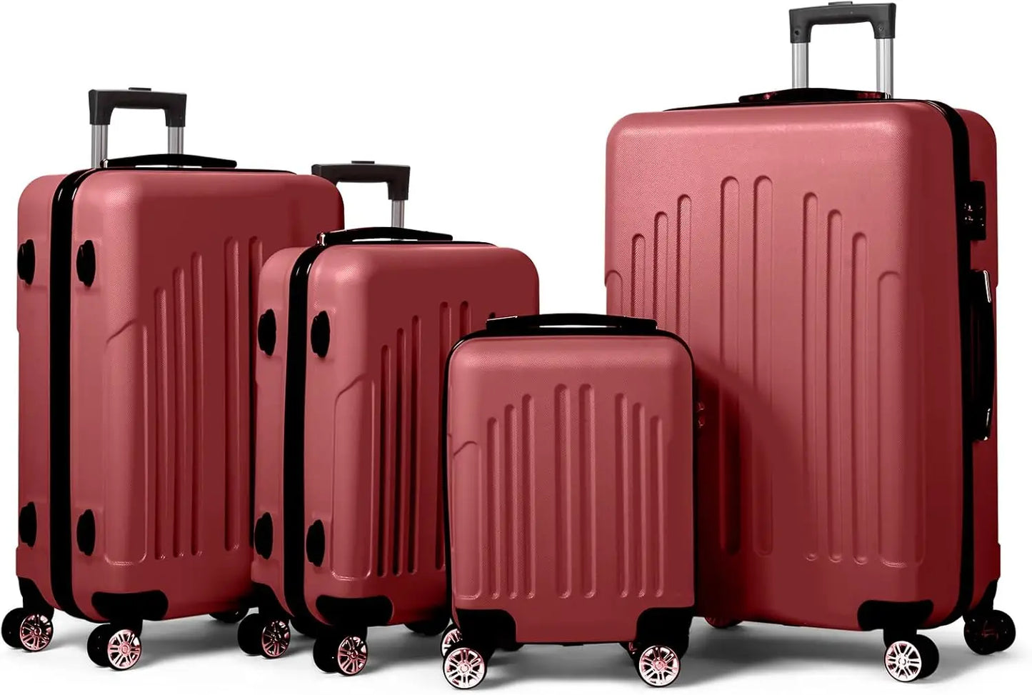 Luggage Set of 4 Hardside Suitcase Sets ABS Lightweight Trolley Travel Case for Carry On Check-in Business Trip, Vintage