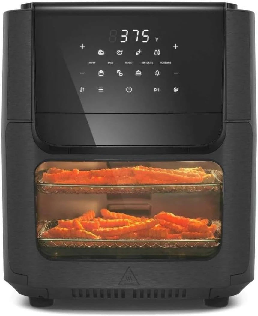 5 in 1 Large Air Fryer Toaster Oven Combo - 12.6 Qt Total Capacity, 3.7 Qt Basket - 7 Preprogrammed Recipes