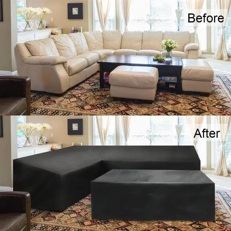 1pc L Shaped Patio Sectional  Sofa turn Angle Cover - Outdoor Furniture Cover, High Quality 210D Heavy Duty Garden Sofa Cover