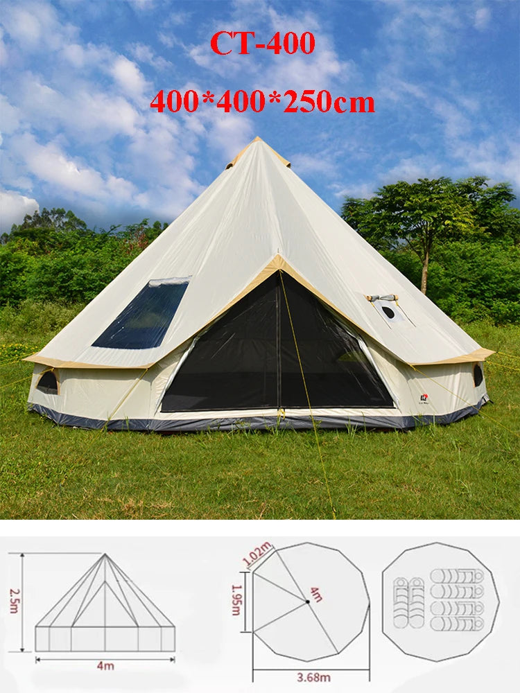 Glaming Luxury Mongolia Yurt, Family Travel, Hiking, Outdoor Camping Castle Tent, Silver Coated UV Function 6-10 Persons