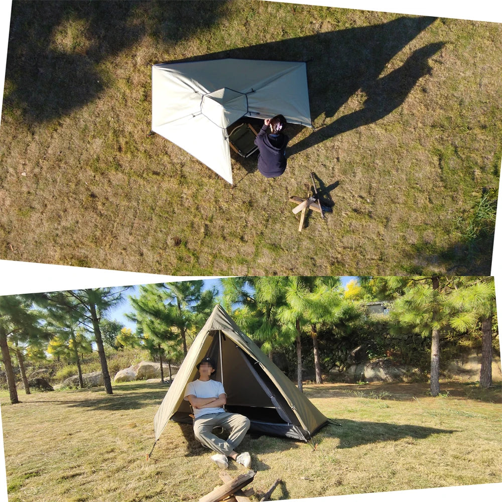 Solo Tent Ultralight Tipi Tent Outdoor Camping Light Pyramid Tent Portable Single Tent Waterproof Hiking Backpacking Trekking