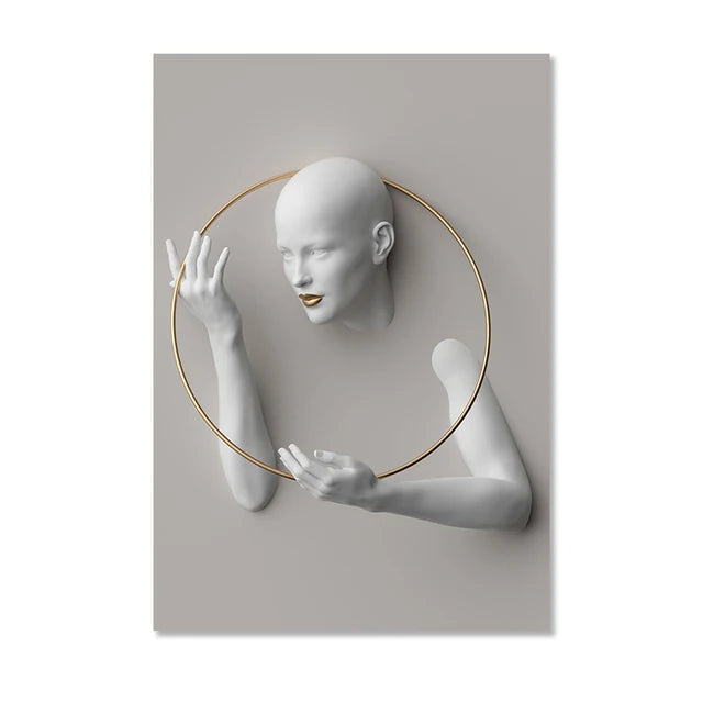 Nordic Figure Statue Art Canvas Painting Abstract Women Portrait Art Poster and Print Wall Pictures for Modern Living Room Decor