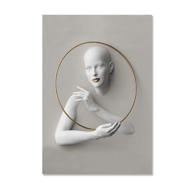 Nordic Figure Statue Art Canvas Painting Abstract Women Portrait Art Poster and Print Wall Pictures for Modern Living Room Decor
