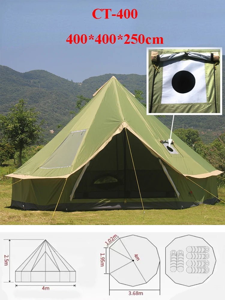 Glaming Luxury Mongolia Yurt, Family Travel, Hiking, Outdoor Camping Castle Tent, Silver Coated UV Function 6-10 Persons