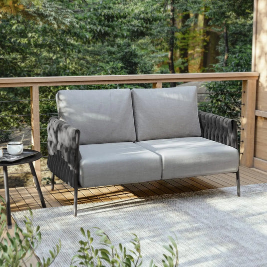 EAST OAK Outdoor Furniture | Life Chatter Loveseat | 2 Seater Sofa with 6.7" Thick Washable Cushions | Deep Seating Patio Furnit