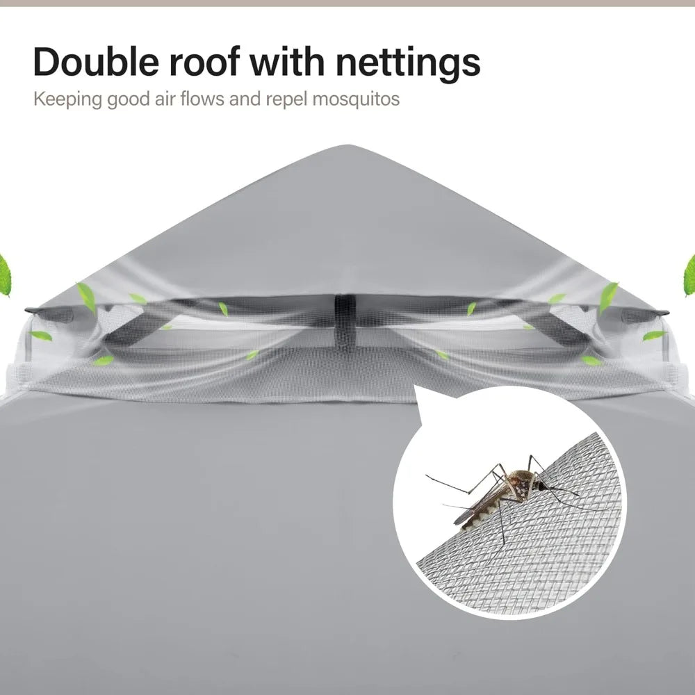 Outdoor Patio Gazebo 10'x10' with Expansion Bolts, Heavy Duty Gazebos Shelter Party Tent with Double Roofs, Mosquito Nettings a