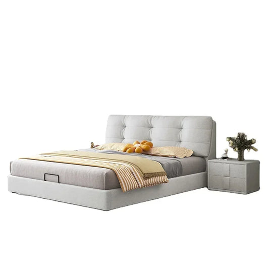 Modern Soft Bed Frames Set Room Furniture Set Luxury Unique Fabric Slatted King Queen Size Wood Bed With Frame