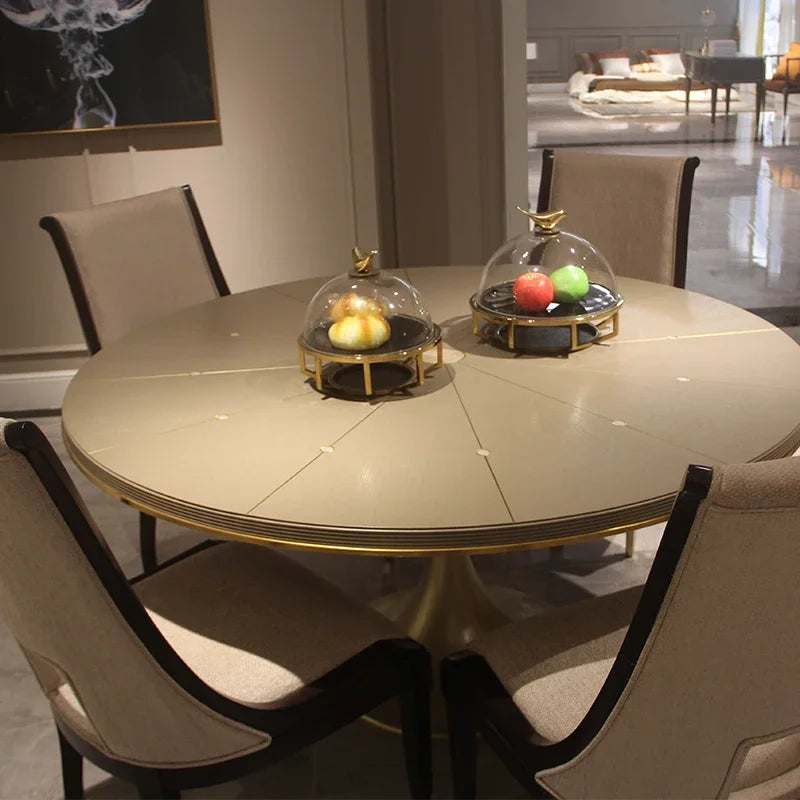 Modern Center Round Dining Table With Metal Leg