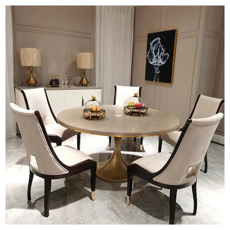 Modern Center Round Dining Table With Metal Leg