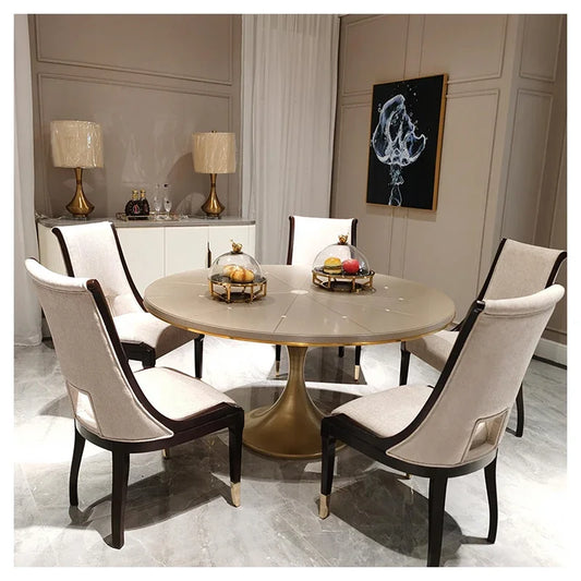 Modern Center Round Dining Table With Metal Leg