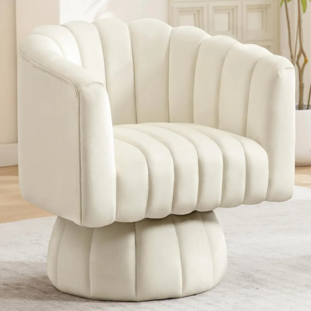 Swivel Accent Barrel Chair - Cute Comfy Small Round 360° Arm Chair Velvet Sofa Club Reading Chair for Living Room Bedroom