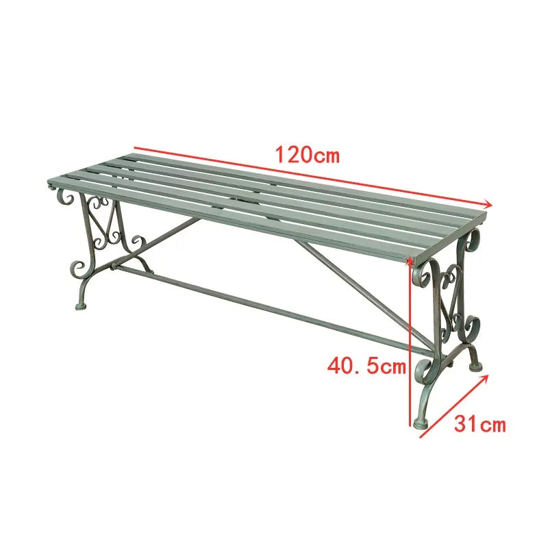 Antique wrought iron metal outdoor garden bench, patio porch garden, wrought iron decorative folding double bench