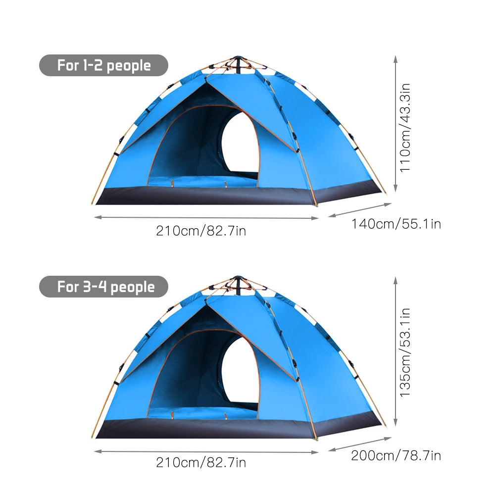 Outdoor Pop Up Tent Water-resistant Portable Instant Camping Tent for 1-2 / 3-4 People Family Tent