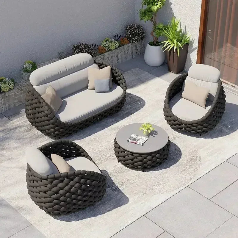 Outdoor Sofa Combination Double Chair Set Courtyard Terrace Villa Balcony LivingRoom Leisure Furniture All-Weather Patio Seating