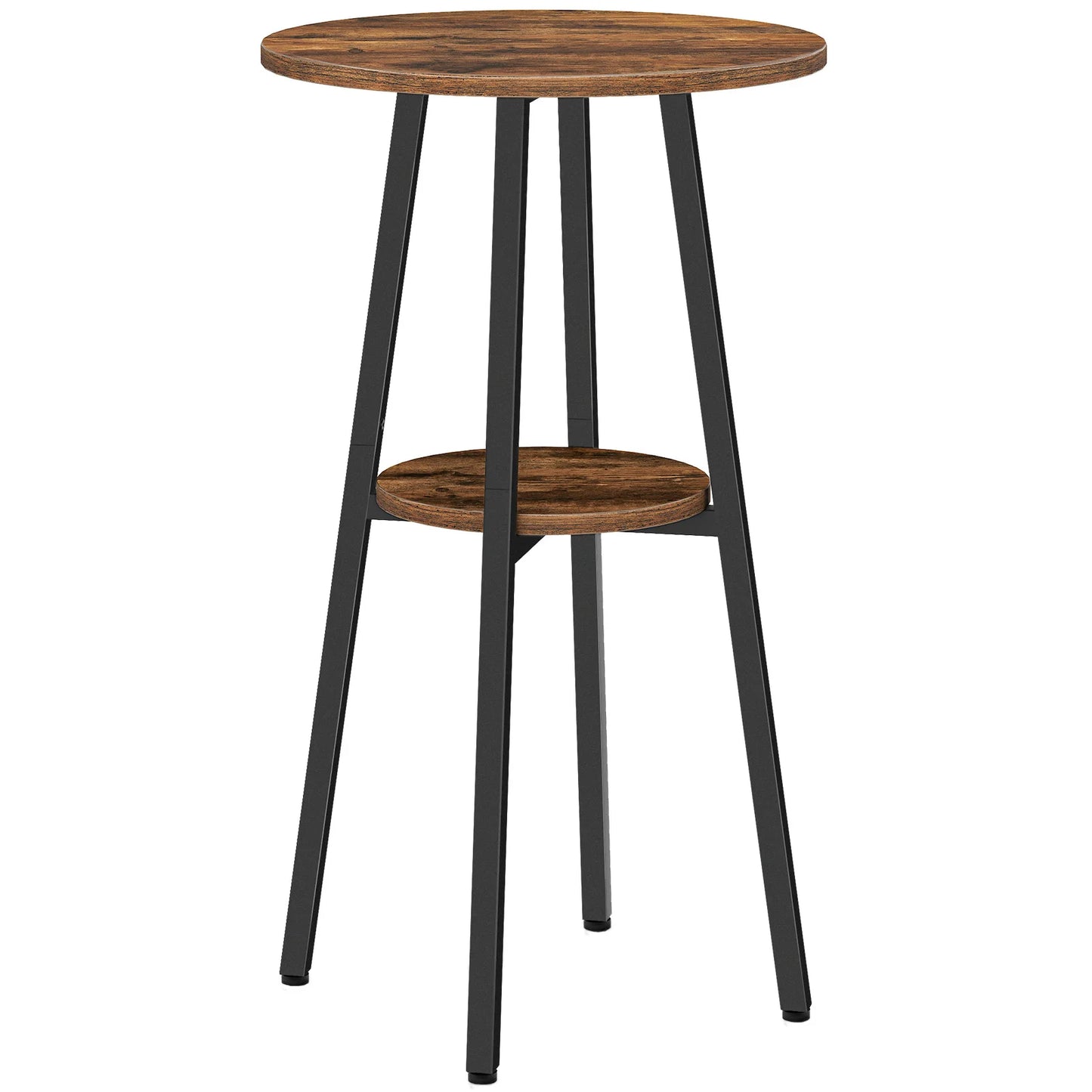 Bar Table, Round Pub Table, 2-Tier Bistro Table with Storage, 37.4" High Top Table for Small Spaces, Cocktail Table