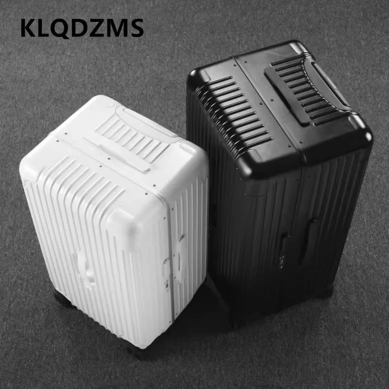 KLQDZMS New Luggage 20"24"26"28 Inch PC Aluminum Frame Boarding Box Large Capacity Trolley Case with Wheels Rolling Suitcase