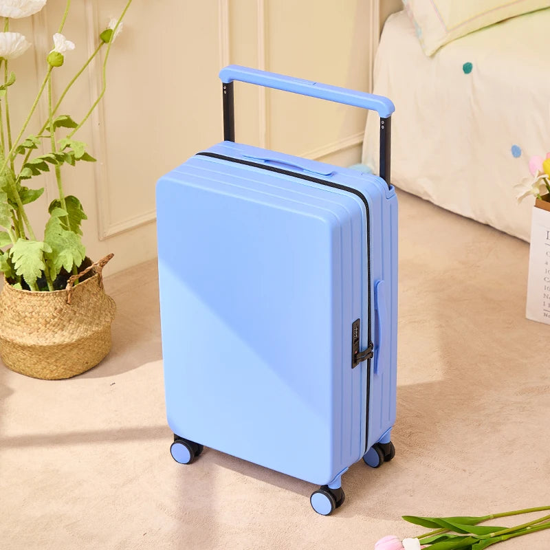 Durable Wide Handle Travel Suitcase Carry-On PC Material Luggage Trolley Case for Men And Women Available in 20 24 26 Inch Sizes
