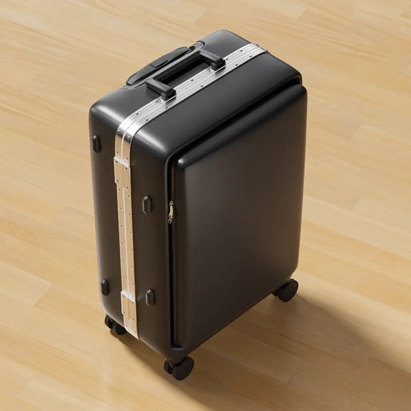 20 inch ultra light small front opening multifunctional boarding password luggage with aluminum frame suitcase