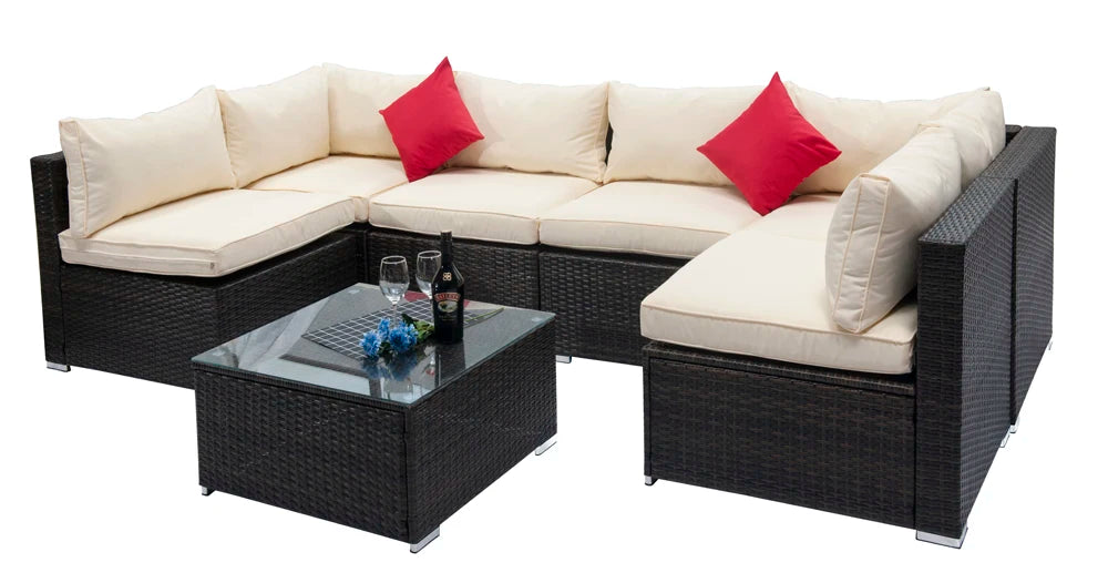7 outdoor wicker garden furniture rattan sofa set comfortable rattan sofa patio conversation set outdoor furniture