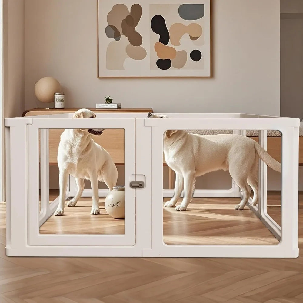 Citylife Dog Playpen with Door Clear Pet Playpen for Indoor Outdoor Easy to Install and Remove Puppy Playpen for Dogs, Cats, Bun