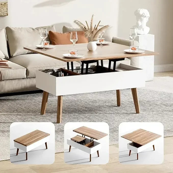 3 in 1 Lift Top Coffee Table, Ten Minutes Install Multifunction Coffee Table, Coffee Table Converts to Dining Table, Lift Top Di