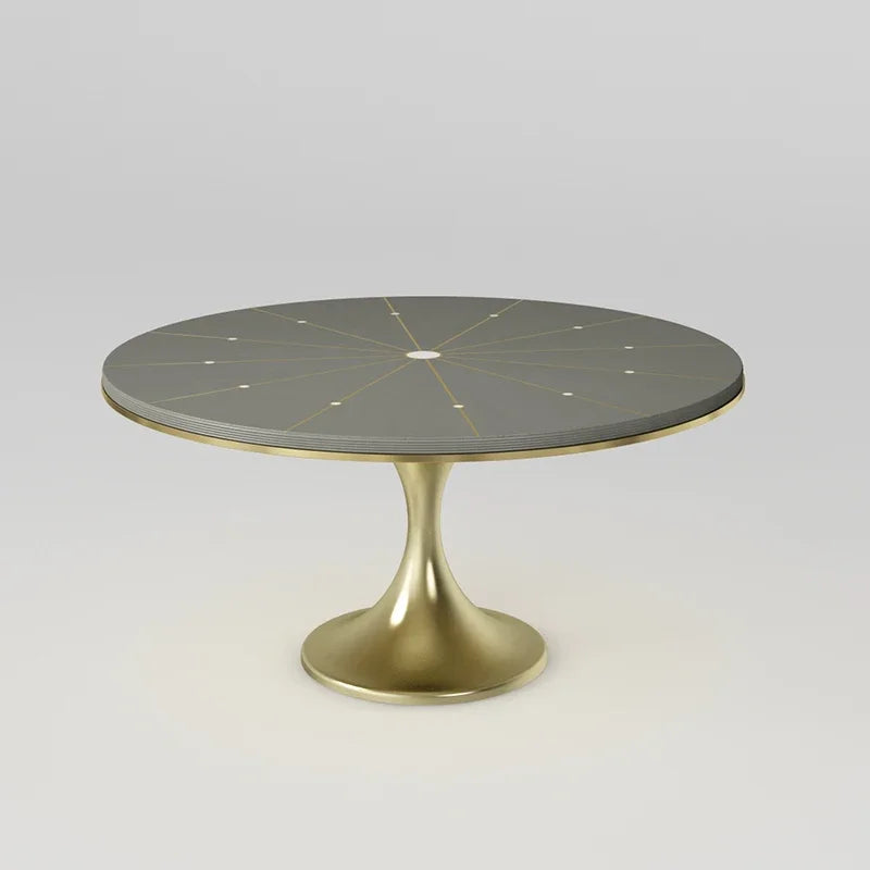 Modern Center Round Dining Table With Metal Leg