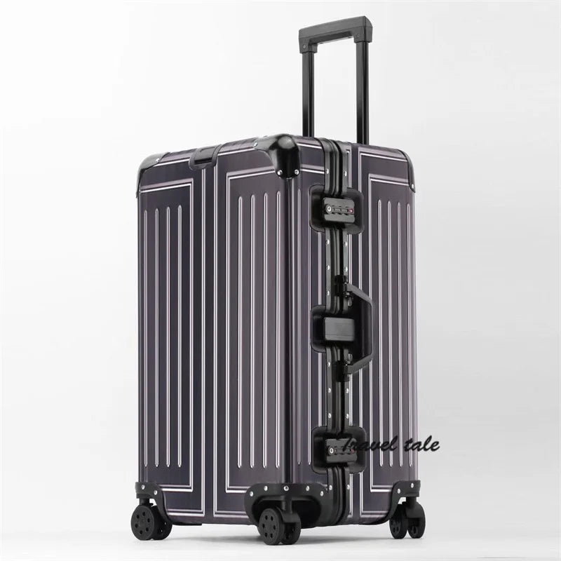 Carrylove 26"28"30 Inch Big Aluminum Trolley Suitcase Trunk Metallic Large Rolling Luggage Bag On Wheels