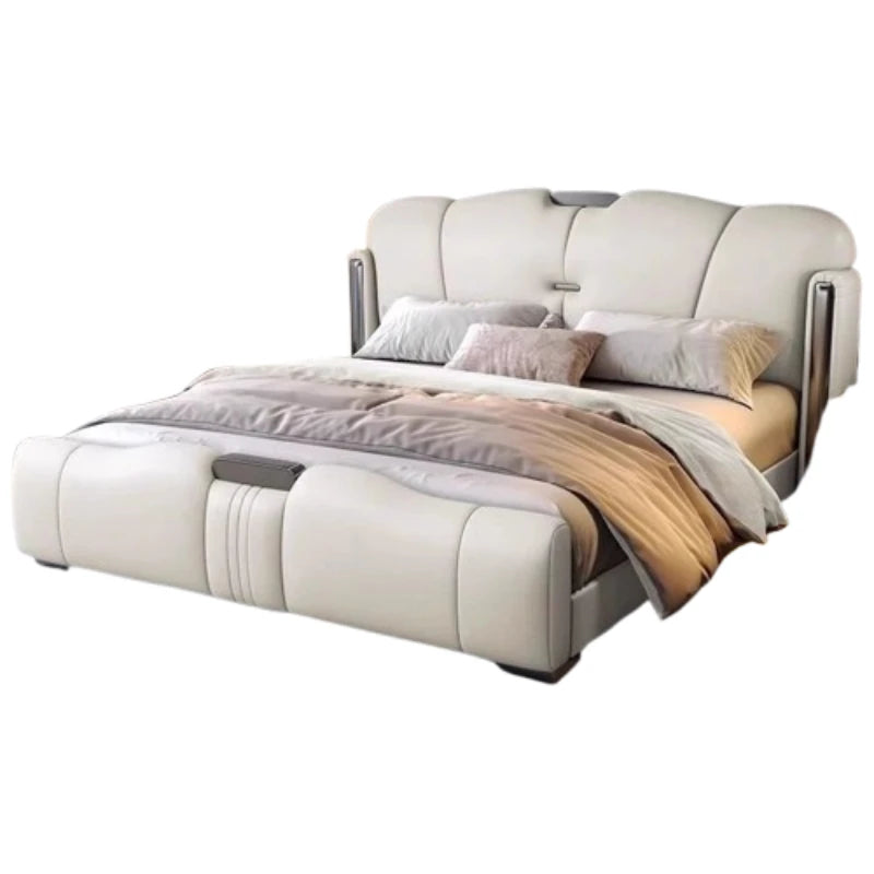 Create Leather Frame Bed Modern Designer Quality Double Design Fashionable Bed Apartment Confortable Nordic Muebles Furniture