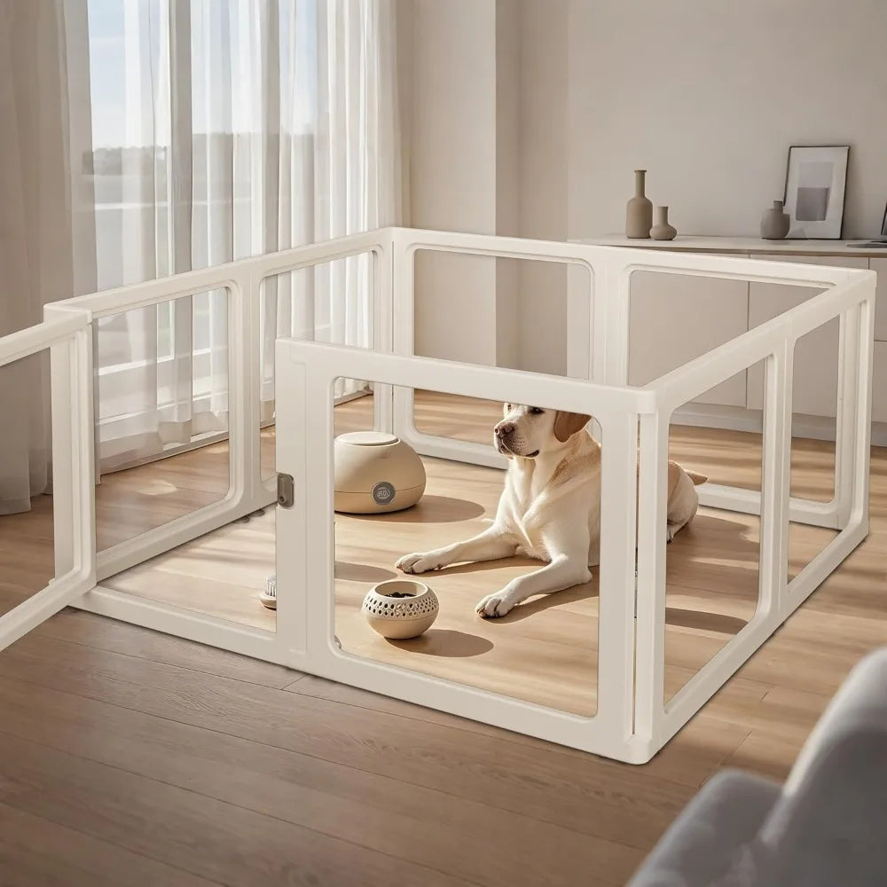 Citylife Dog Playpen with Door Clear Pet Playpen for Indoor Outdoor Easy to Install and Remove Puppy Playpen for Dogs, Cats, Bun