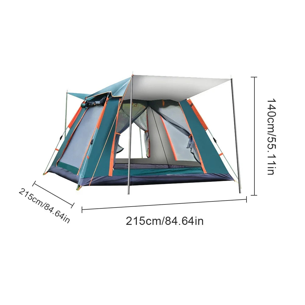 Automatic Quick Open Tent with Canopy Outdoor Folding Tent Sun-Protection Portable Hexagonal Tent for Family 3-4/4-6 People