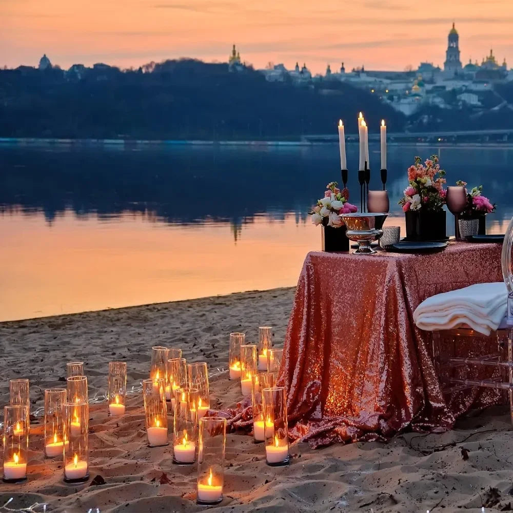 16 Pack Glass Clear Cylinder Vases Tall Floating Candle Holders Cylinder Vase Bulk Clear Flower Vases Center of Wedding Tables