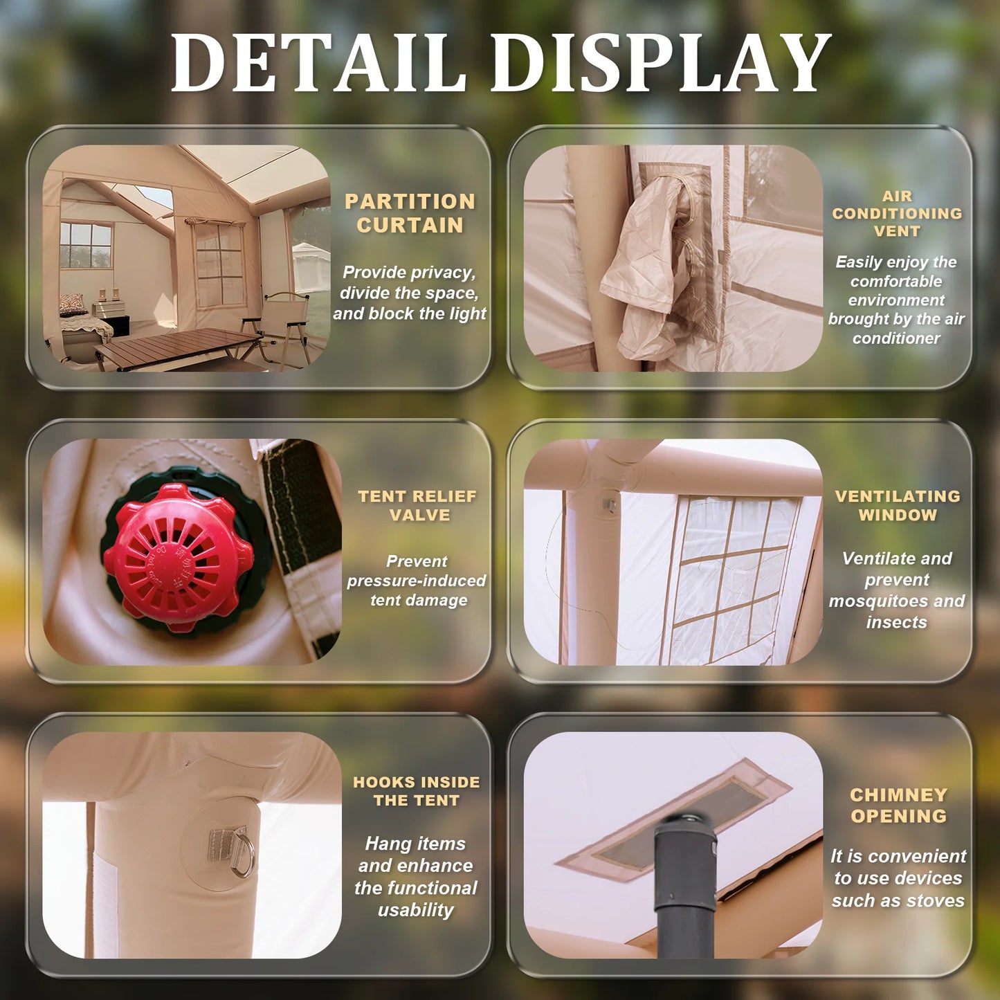 135 Square Feet inflatable tent with Blackout Canopy 4 Season Glamping tent Blow Up Tent for Camping Air Tent Outdoor Camping