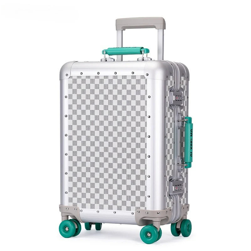 20 Inch Large capacity All Aluminum Magnesium Alloy Suitcase Rolling Luggage Case Business Travel Suitcase on Wheels
