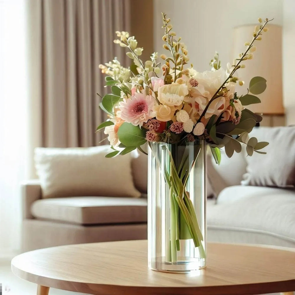 48 pieces set of transparent glass cylindrical vases for center decoration - floating candle vase holders of different sizes