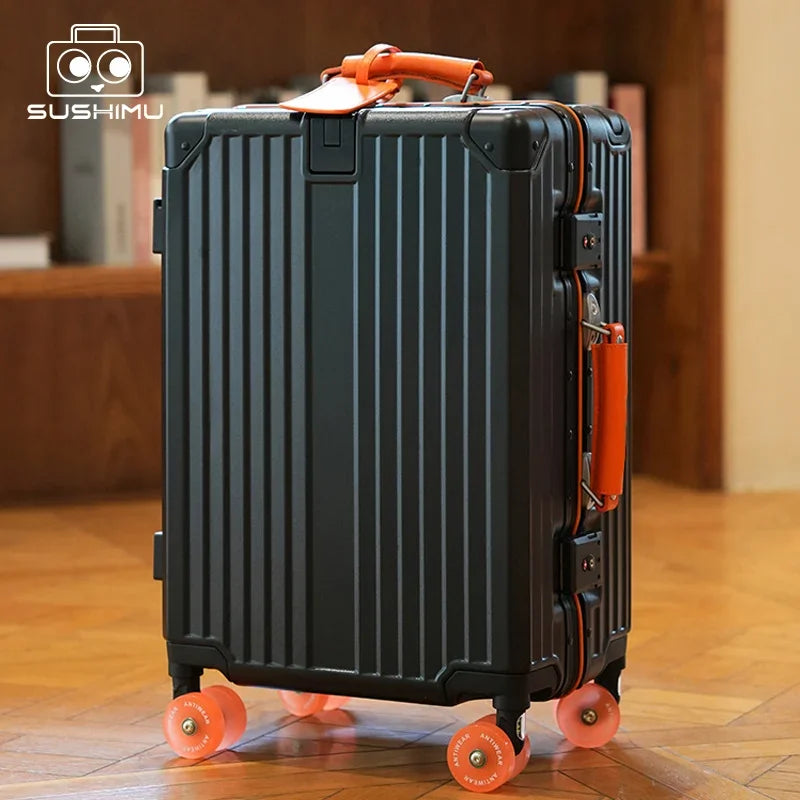 BunnyFly Suitcase Wide Handle Aluminum Frame Travel Rolling Luggage Trolley Case Men Women 20 24 Inches