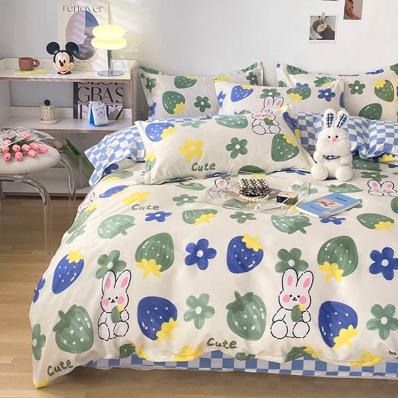 Bedding Set for Girl Boy Bedroom KIDS Modern Comforter Duvet Cover Flat Sheet Pillowcase  Home Textile Soft Bed Linen