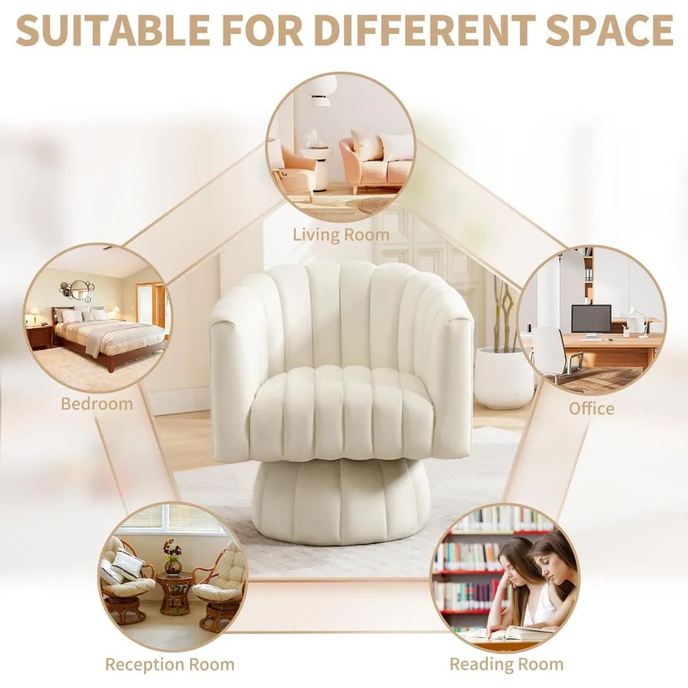 Swivel Accent Barrel Chair - Cute Comfy Small Round 360° Arm Chair Velvet Sofa Club Reading Chair for Living Room Bedroom