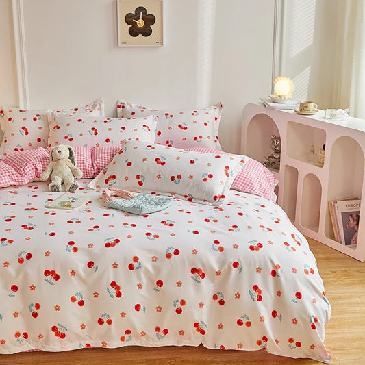 Bedding Set for Girl Boy Bedroom KIDS Modern Comforter Duvet Cover Flat Sheet Pillowcase  Home Textile Soft Bed Linen