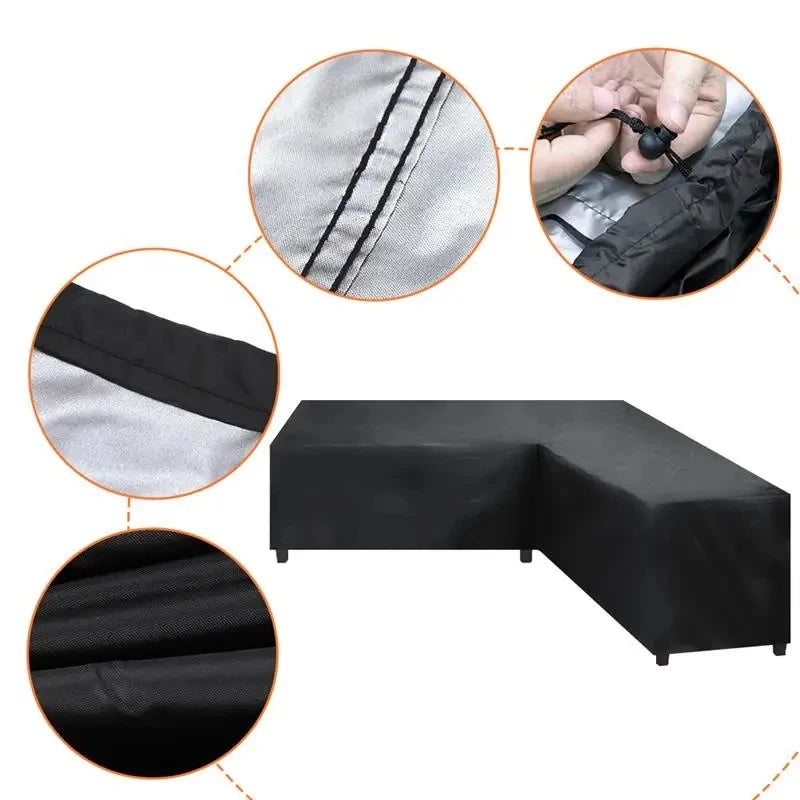 1pc L Shaped Patio Sectional  Sofa turn Angle Cover - Outdoor Furniture Cover, High Quality 210D Heavy Duty Garden Sofa Cover