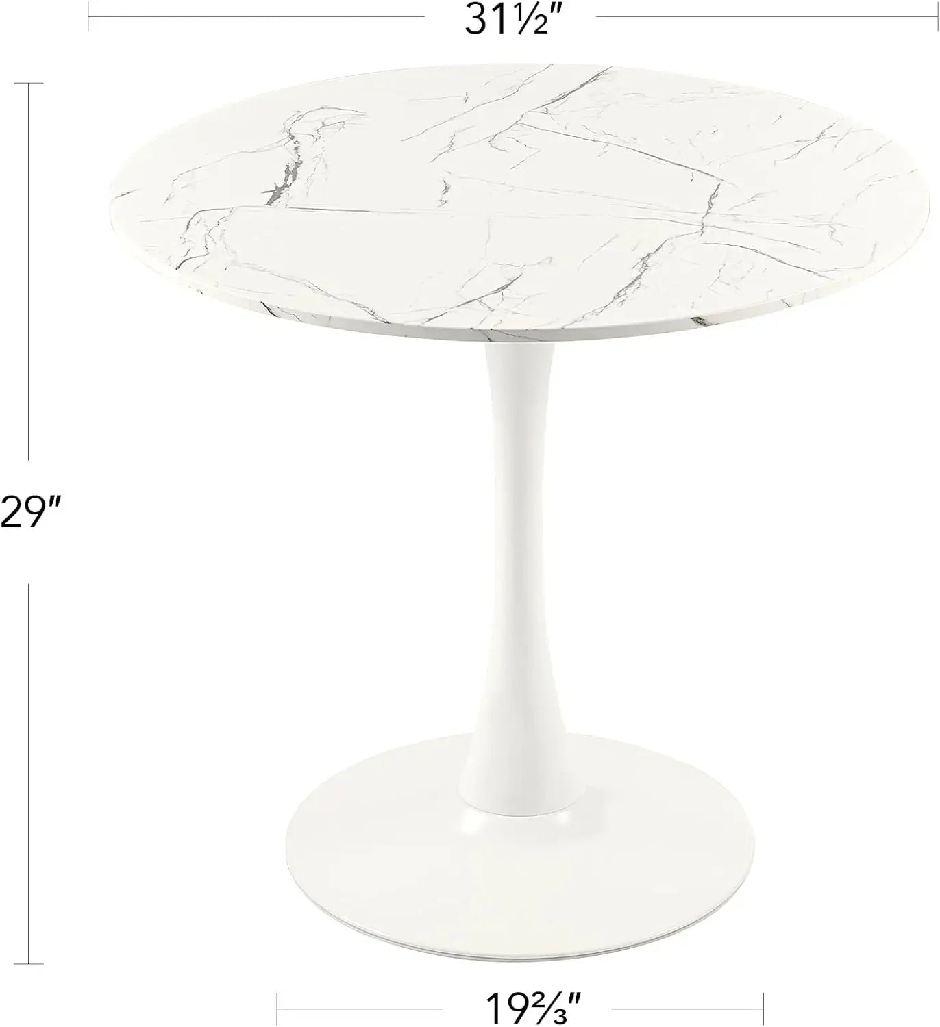 32 Inch |Round Dining Table with Faux Marble Top for Kitchen Bar Patio and More| Modern Small Coffee Table Living Room Accent
