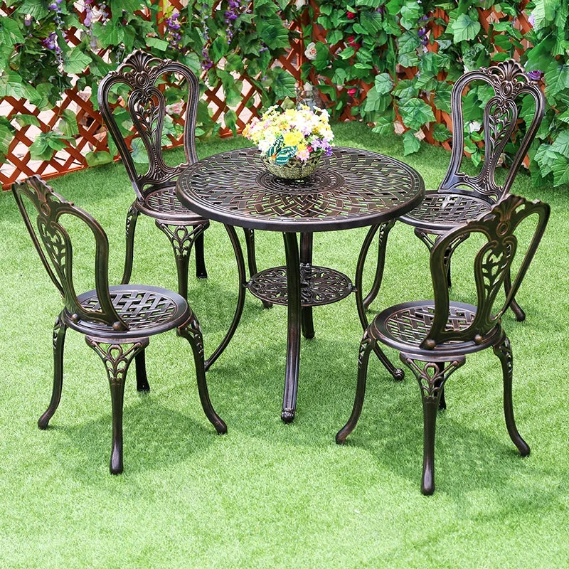 2025 Newest Outdoor Table Round Patio Dining Table Metal Furniture Cast Aluminium Round Table for Garden Yard