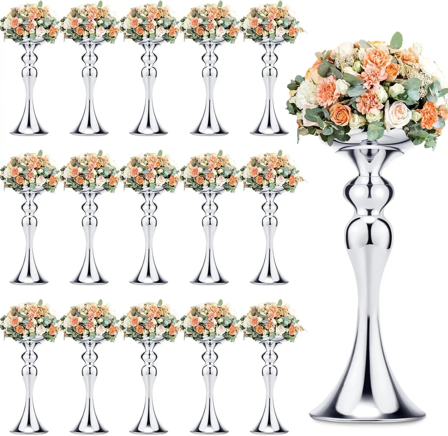 16 pieces of metal flower stand, metal wedding flower center stand, high table decorative vase