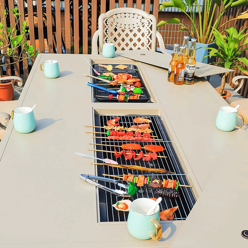 Hot New Product High Patio Dining Table Aluminum Outdoorhotpot and Bbq Dining Table