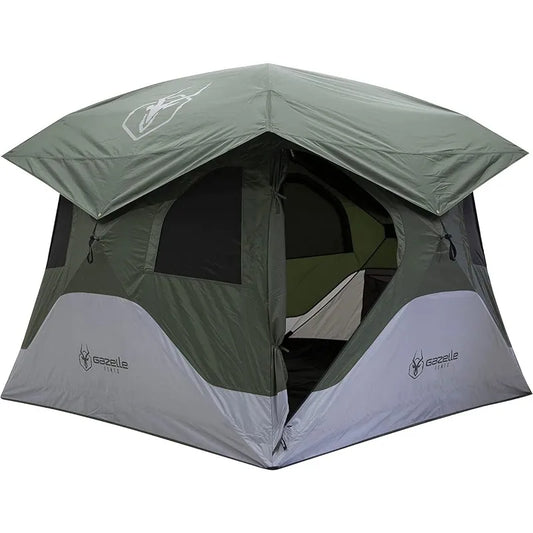 Gazelle Tents™ T4 Hub Tent, Easy 90 Second Set-Up, Waterproof, UV Resistant, Removable Floor, Ample Storage Options, 4-Person