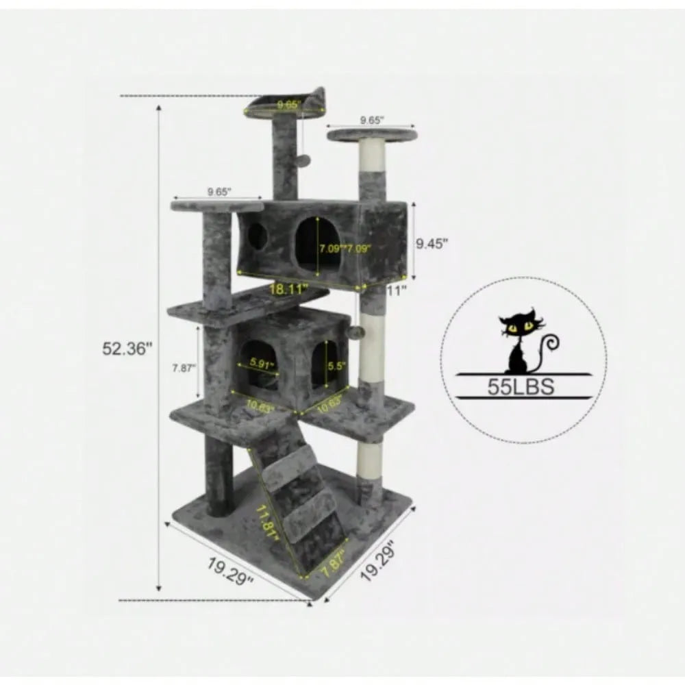 Cat Tree Tower 55" Activity Center Large Playing House Condo For Rest