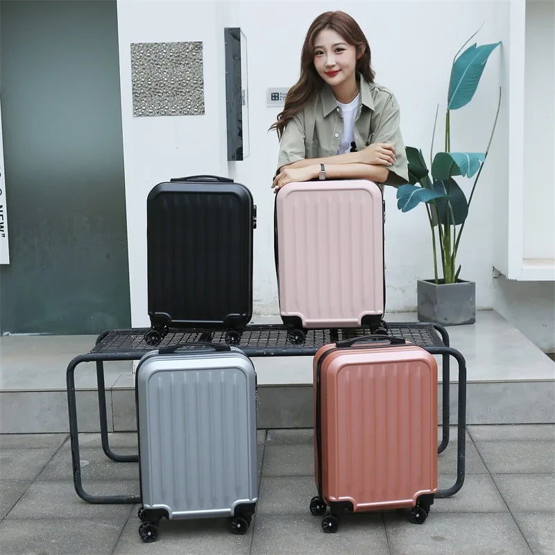 PC Suitcase Gift Trolley Case 20 Inch Children's Striped Simple Luggage Password Boarding Universal Wheel Leather Case